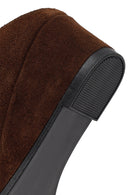 Women's Brown Platform Suede Leather Slippers | Derimod