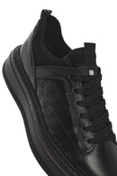 Erkek Siyah Bağcıklı Kalın Tabanlı Deri Sneaker | Derimod