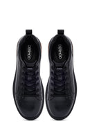 Erkek Siyah Bağcıklı Deri Sneaker | Derimod