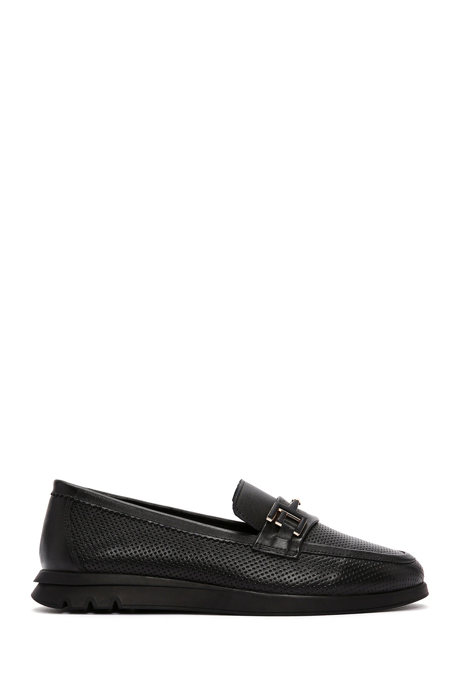 Kadın Siyah Tokalı Deri Comfort Loafer 26PFD150318 | Derimod