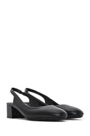 Derimod Flex Women's Black Open Back Thick Low Heel Leather Shoes | Derimod