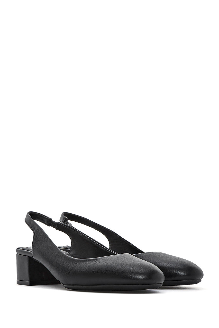 Derimod Flex Women's Black Open Back Thick Low Heel Leather Shoes