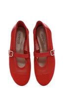 Women's Red Mesh Strappy Ballerinas | Derimod