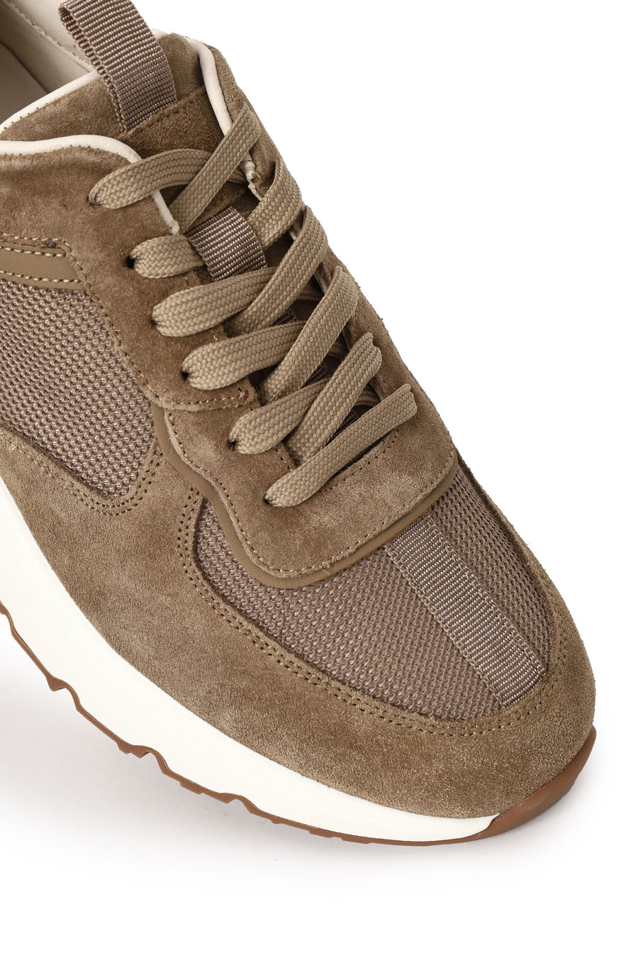 Erkek Kahverengi Bağcıklı Kalın Tabanlı Deri Sneaker
