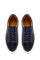Erkek Lacivert Bağcıklı Deri Sneaker | Derimod