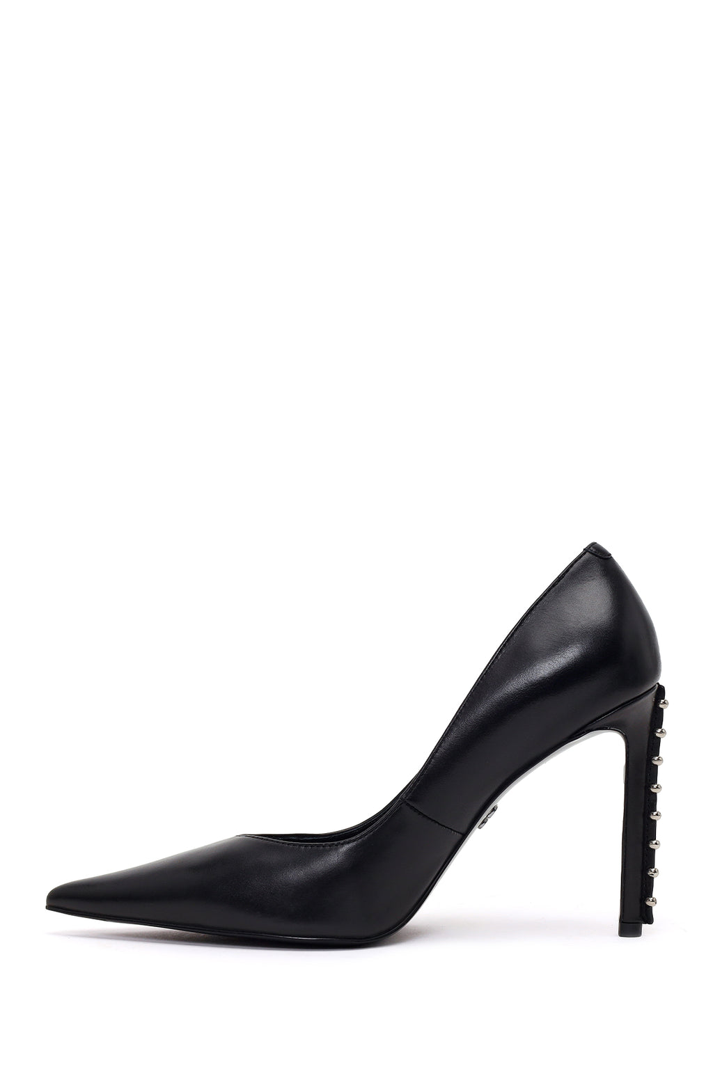 Kadın Siyah Taşlı Yüksek İnce Topuklu Deri Stiletto