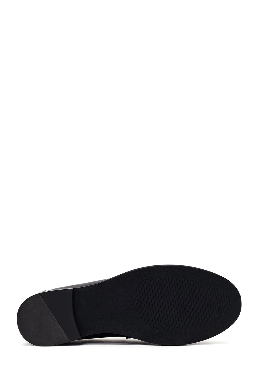 Kadın Siyah Deri Maskülen Loafer