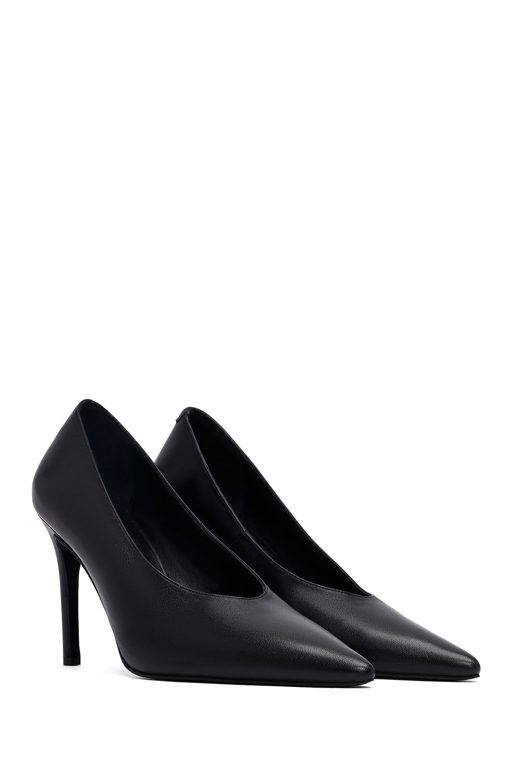 Kadın Siyah İnce Topuklu Deri Stiletto