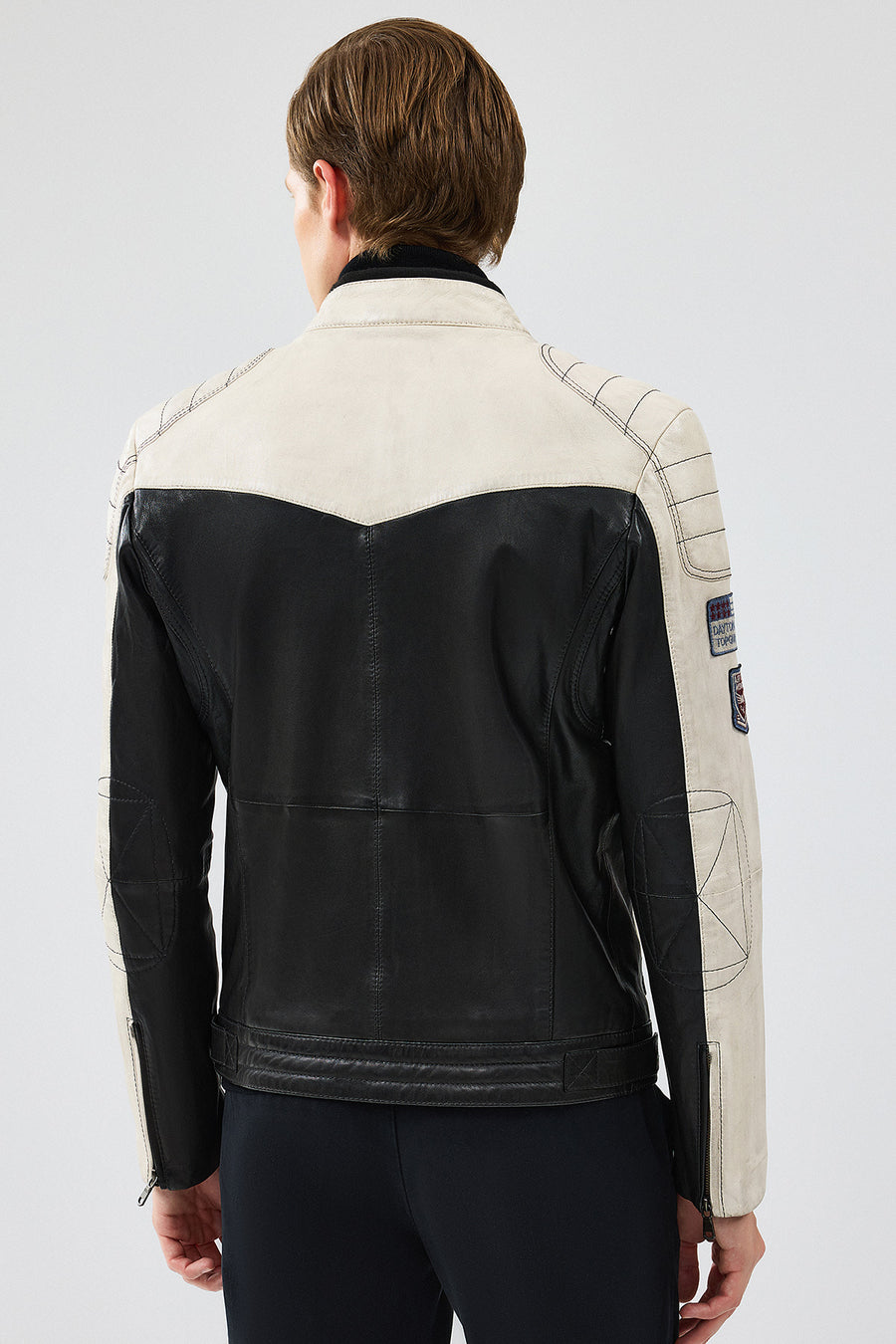 Takeoff Men's Black Leather Jacket with Emblem