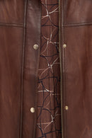 Britney Women's Brown Shirt Collar Oversize Leather Jacket | Derimod