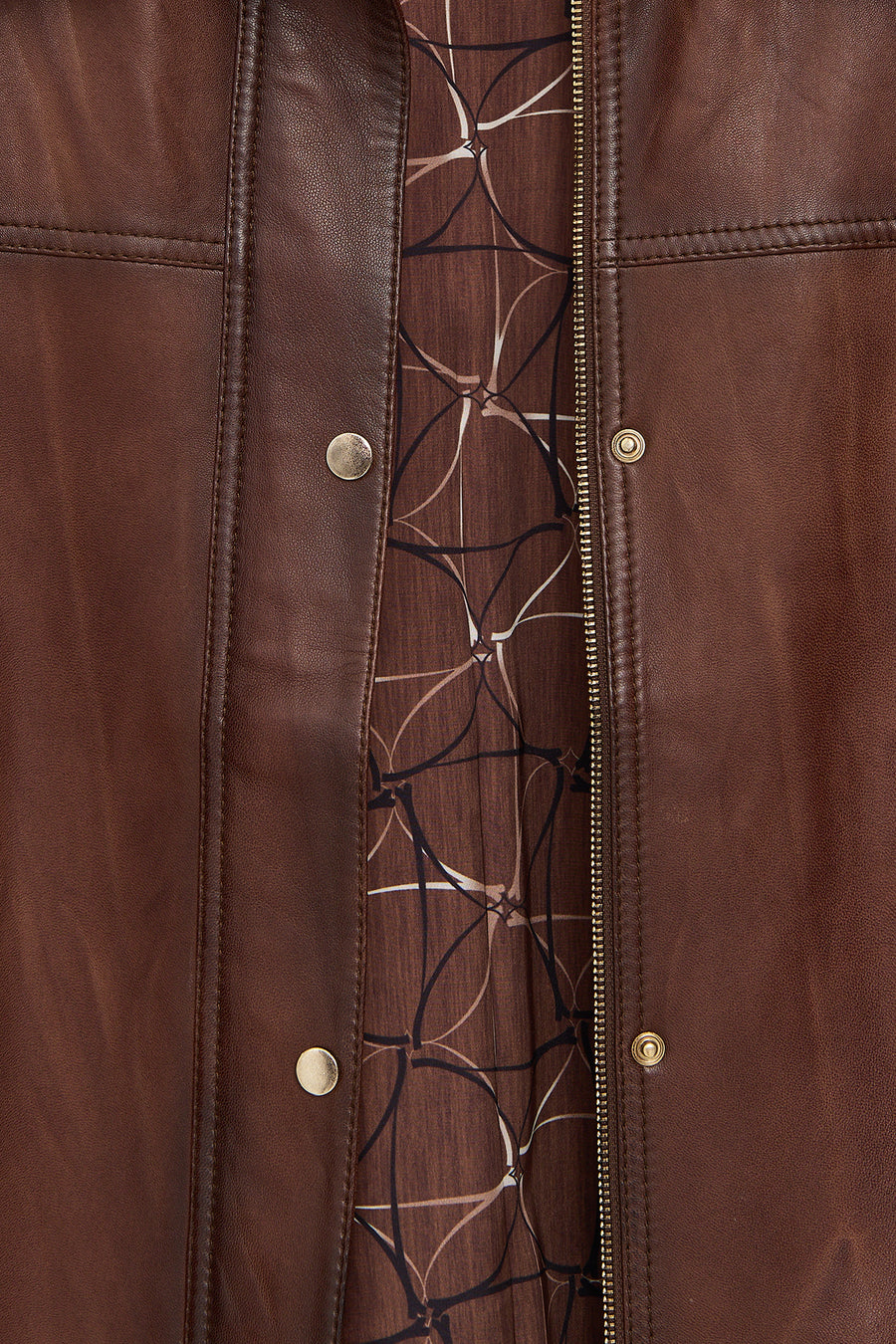 Britney Women's Brown Shirt Collar Oversize Leather Jacket