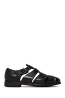 Derimod Black Male Black Leather Buckled Summery / Summer Shoes | Derimod