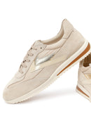Kadın Bej Bağcıklı Süet Deri Sneaker | Derimod