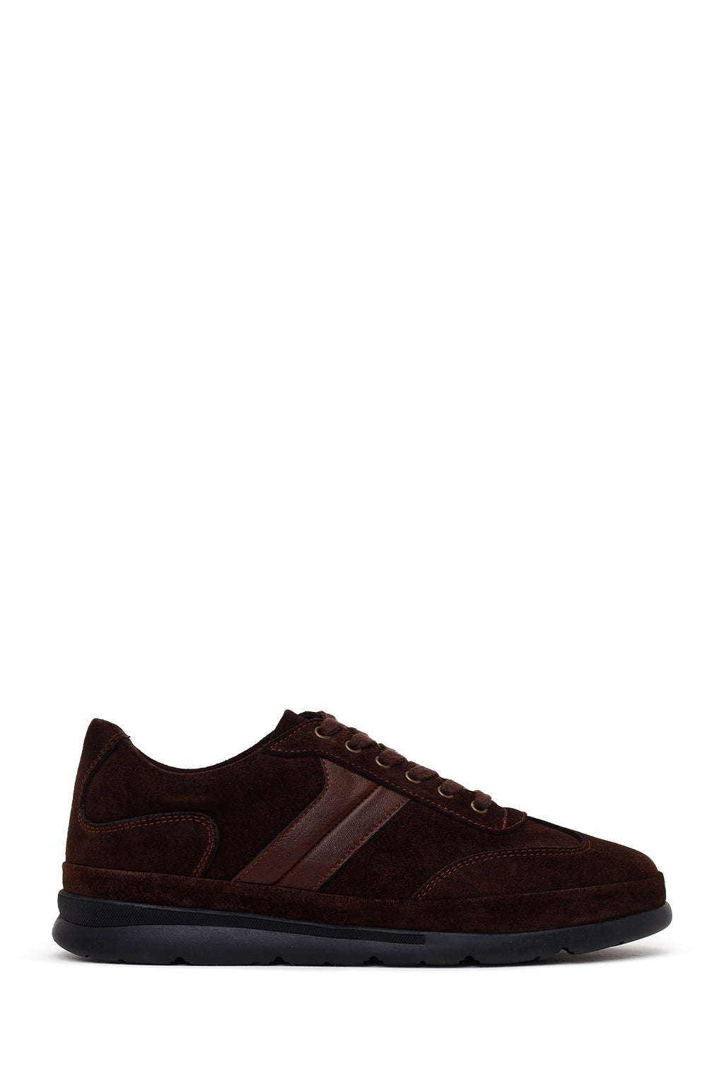 Erkek Kahverengi Bağcıklı Süet Deri Sneaker