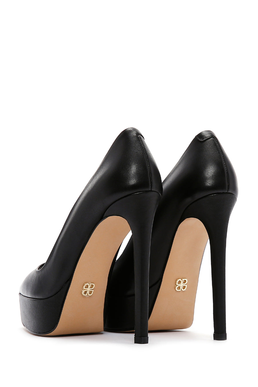 Kadın Siyah Platform Topuklu Deri Stiletto