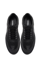 Erkek Siyah Bağcıklı Kalın Tabanlı Deri Sneaker | Derimod