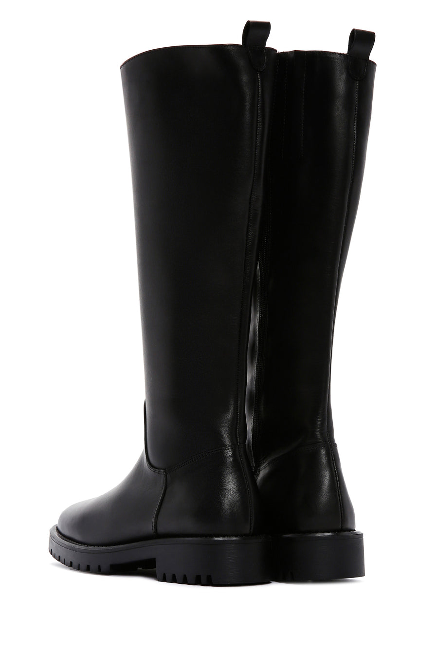 Women's Black Zippered Leather Boots