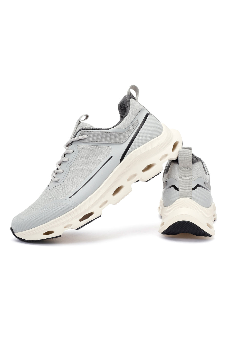 Erkek Gri Bağcıklı Kalın Tabanlı Kumaş Sneaker