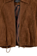 Miami Woman Brown Oversize Waist-Drawstring Suede Jacket | Derimod