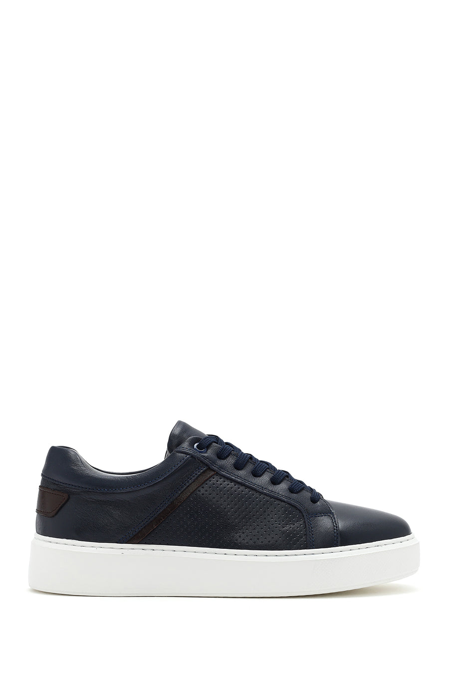 Erkek Lacivert Bağcıklı Deri Sneaker 26SFD750818 | Derimod