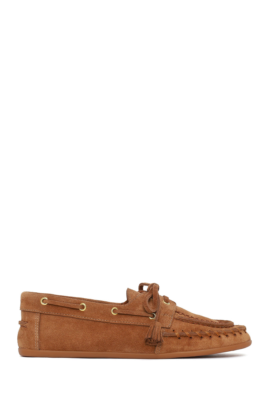 Kadın Taba Püsküllü Süet Deri Loafer 26PFD221210 | Derimod