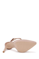 Women's Beige Ankle Buckle Platform Heeled Patent Leather Shoes | Derimod