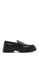 Men's Black Thick-Soled Leather Loafer | Derimod