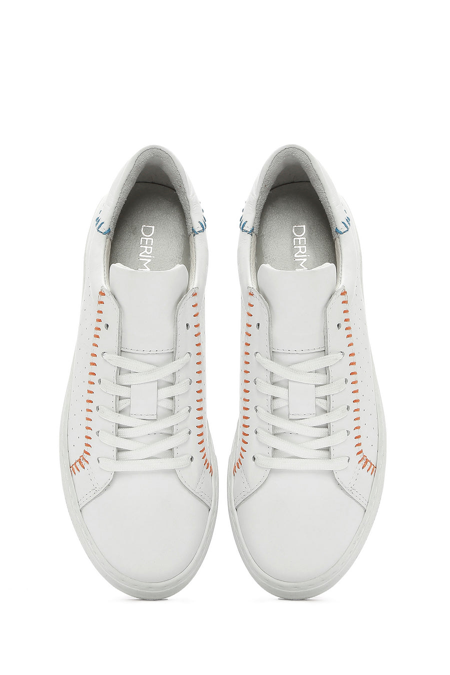 Kadın Beyaz Bağcıklı Deri Sneaker