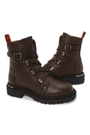 Harley Davidson Woman Brown Camiel Zip Closure Leather Boots | Derimod