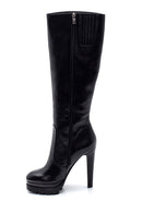Women's Leather Platform Heeled Boots | Derimod