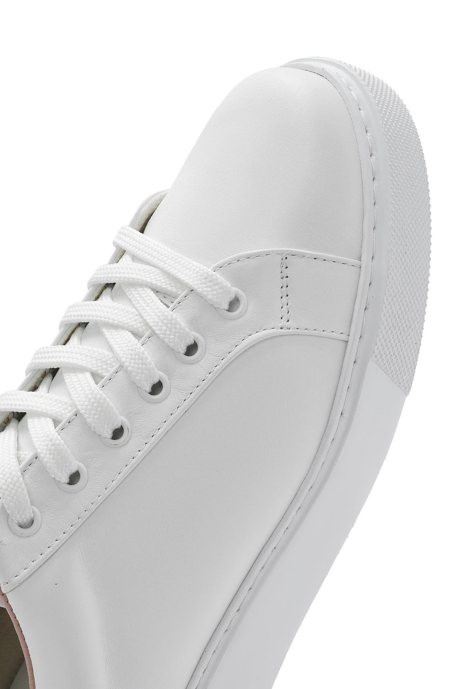 Kadın Beyaz Bağcıklı Deri Sneaker