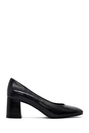 Woman Black Thick-heeled Leather Shoes | Derimod