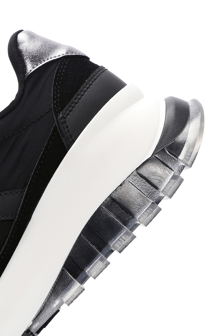 Women's Black Lace-up Thick-Sole Sports Sneaker