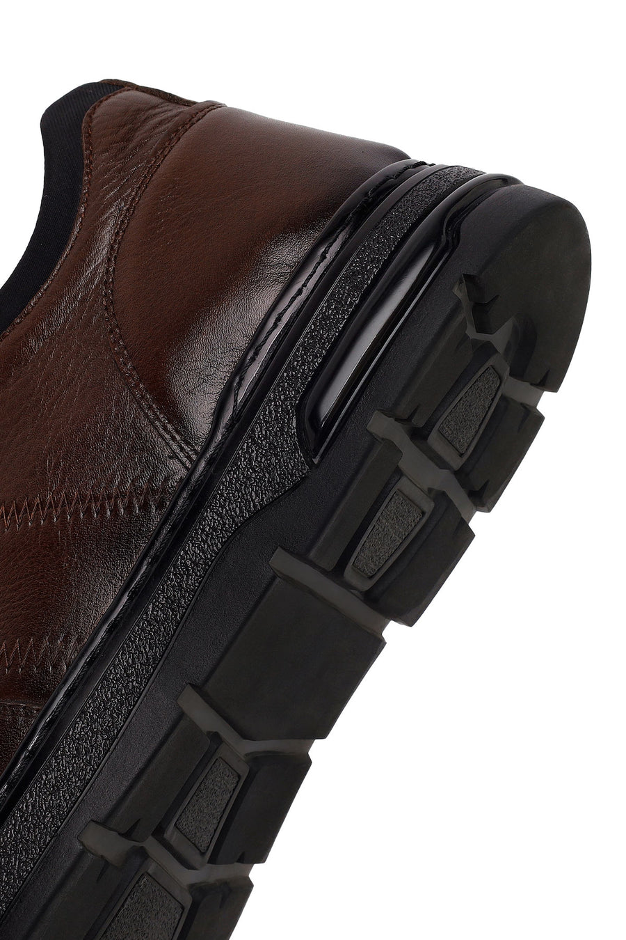 Erkek Kahverengi Bağcıklı Deri Sneaker