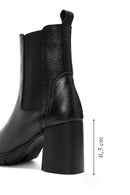 Women's Black Thick Heeled Leather Chelsea Boots | Derimod