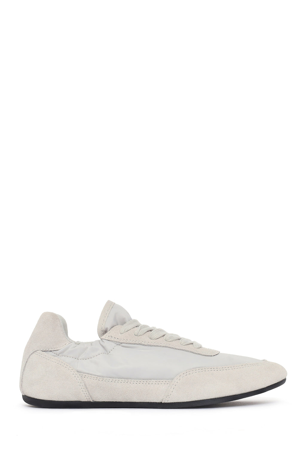 Kadın Gri Bağcıklı Deri Sneaker