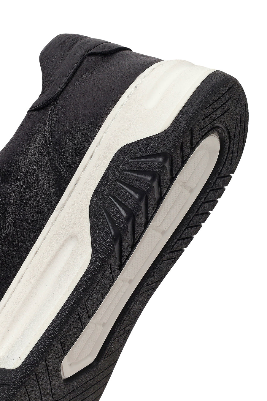 Erkek Siyah Kalın Tabanlı Bağcıklı Deri Sneaker