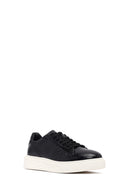 Erkek Siyah Kroko Bağcıklı Deri Sneaker | Derimod
