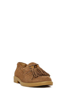 Women's Tan Tassel Suede Leather Loafer | Derimod