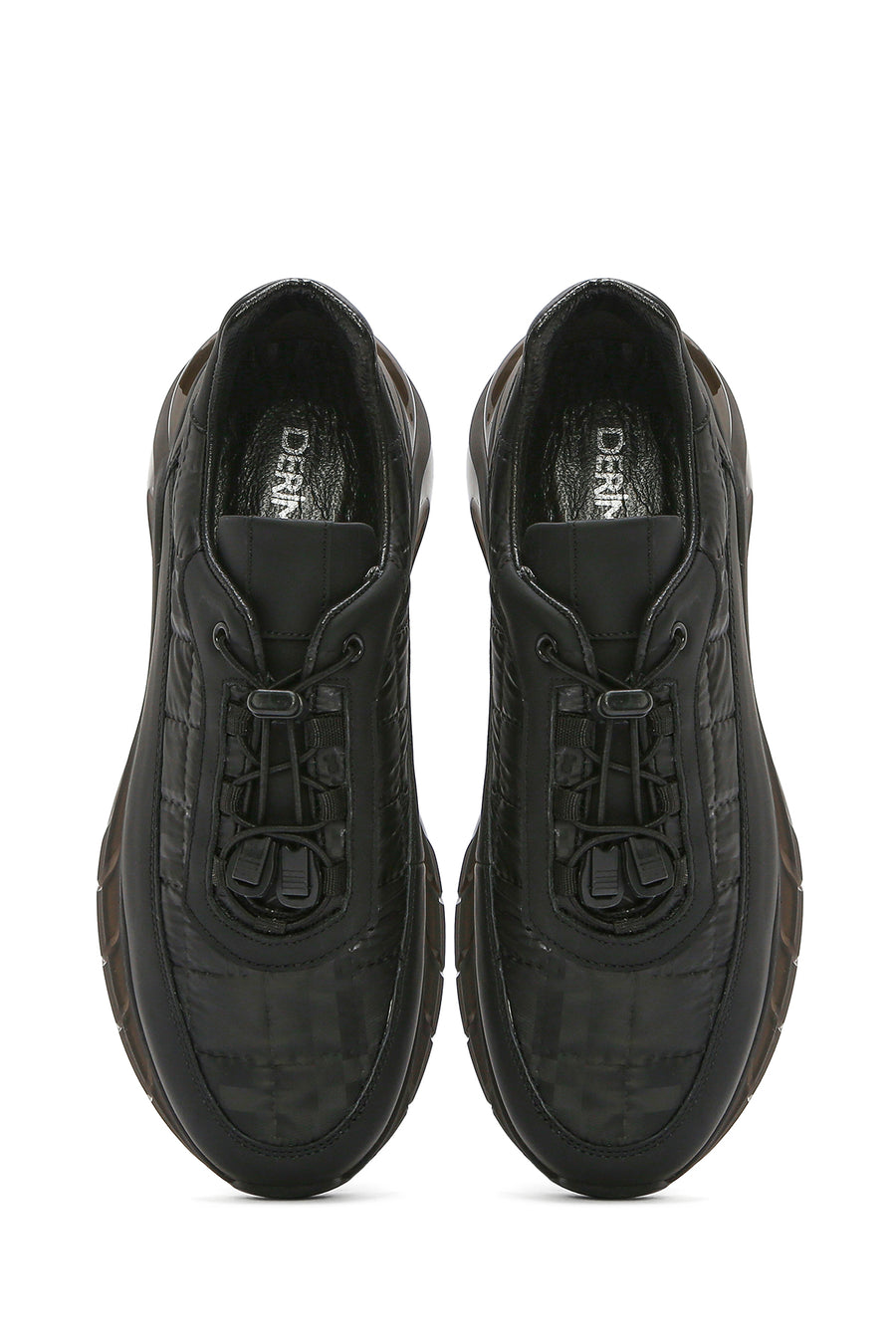 Erkek Siyah Bağcıklı Kalın Tabanlı Deri Sneaker