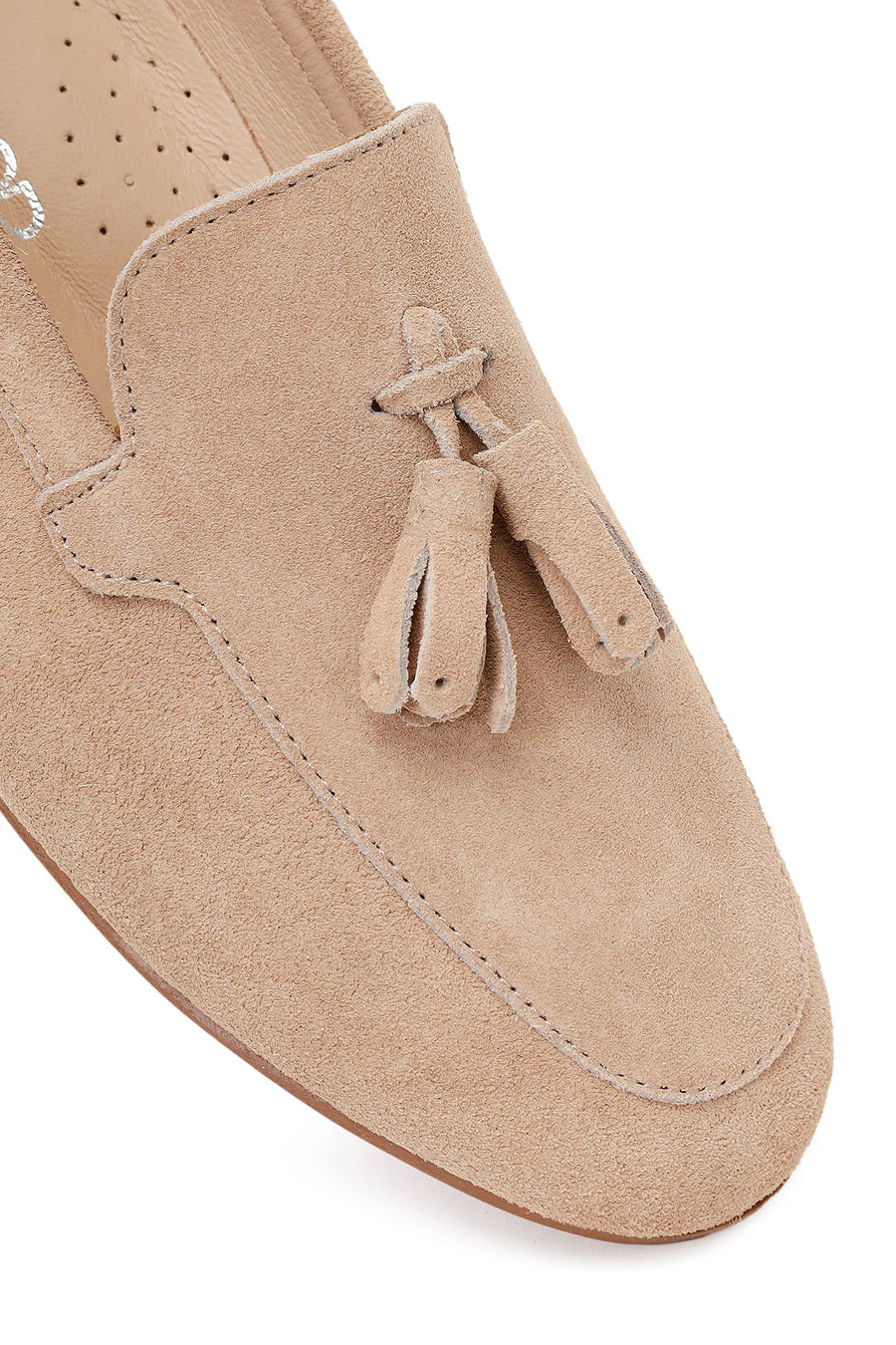 Woman Beige Tasselled Suede Loafer