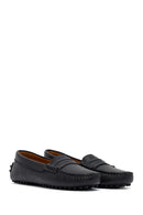 Woman Black Leather Loafers | Derimod