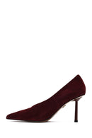 Kadın Bordo İnce Topuklu Süet Deri Stiletto | Derimod