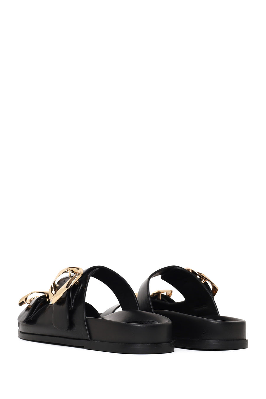 Woman Black Double-Buckle Slippers