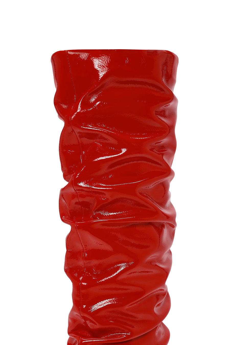 Women's Red Thin Heeled Patent Leather Boots
