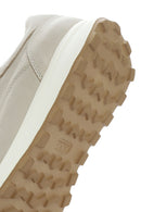 Women's Beige Lace-Up Side Zip Leather Sneakers | Derimod
