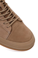 Erkek Vizon Bağcıklı Nubuk Deri Sneaker | Derimod