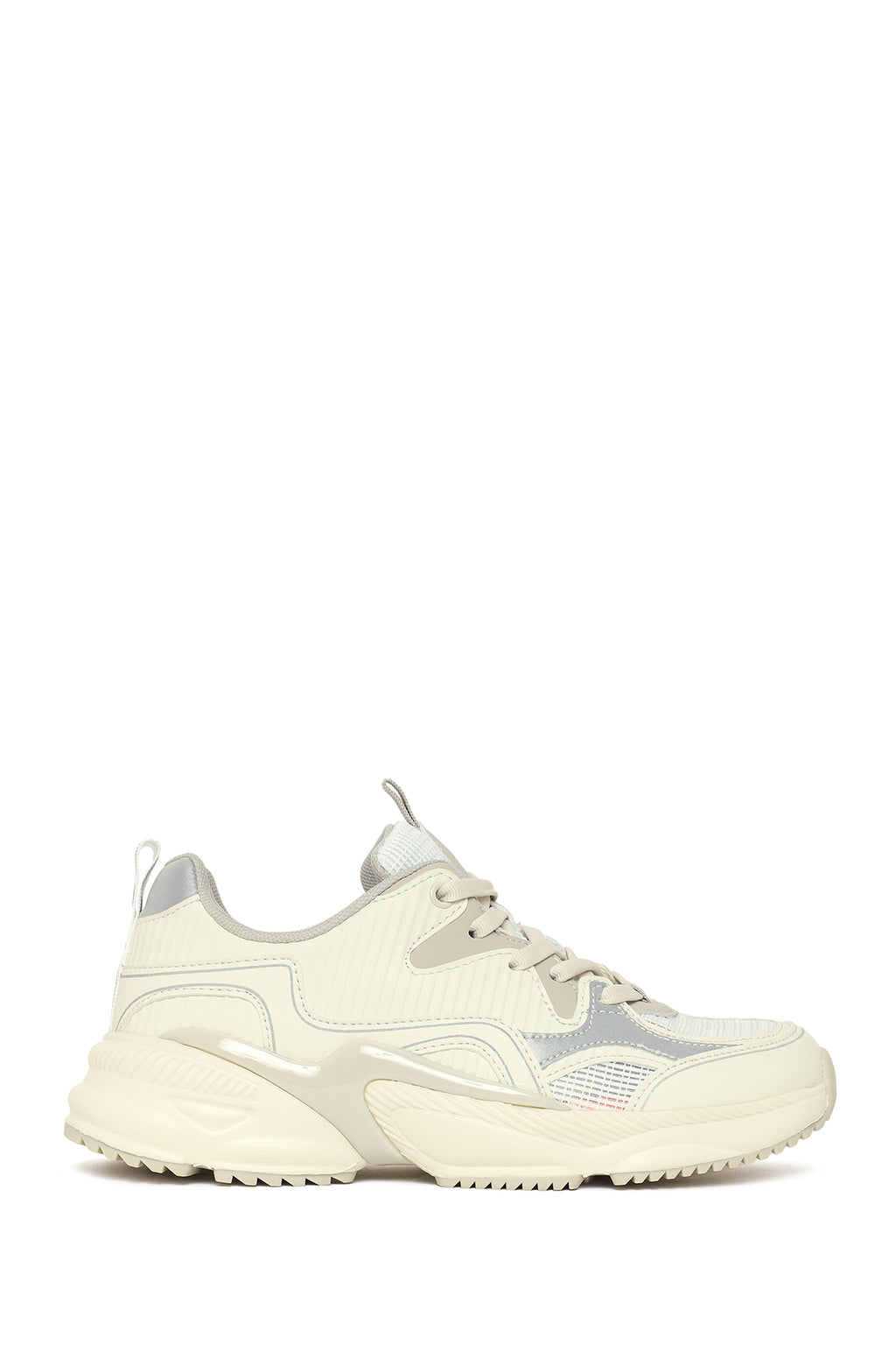 Kadın Gri Kalın Tabanlı Bağcıklı Sneaker
