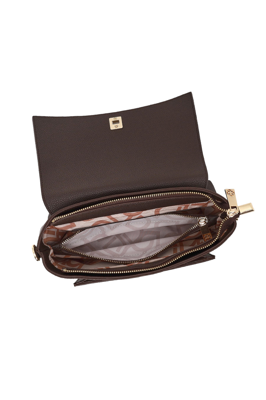 Woman Brown Classic Crossbody Bag with Long Strap