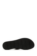 Women's Black Double Buckled Patterned Slippers | Derimod
